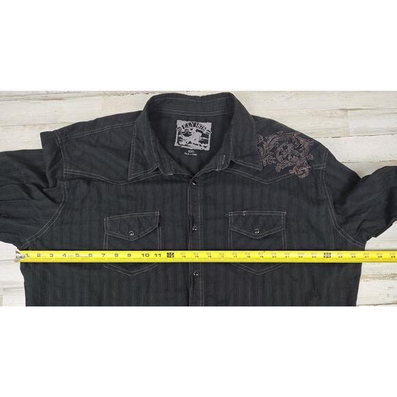 Ely Cattleman Shirt Mens 2XL Blk Western VTG Snap Long Sleeve w/Floral Design - Picture 8 of 11